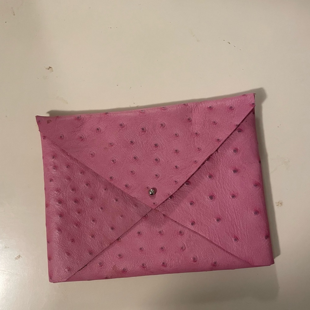 Vegan Ostrich Hide Leather Envelope Wallet